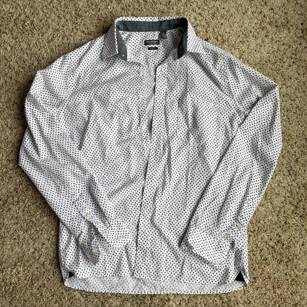 Van Heusen Never Tuck Slim Fit Rose Button-Down Shirt - Size M